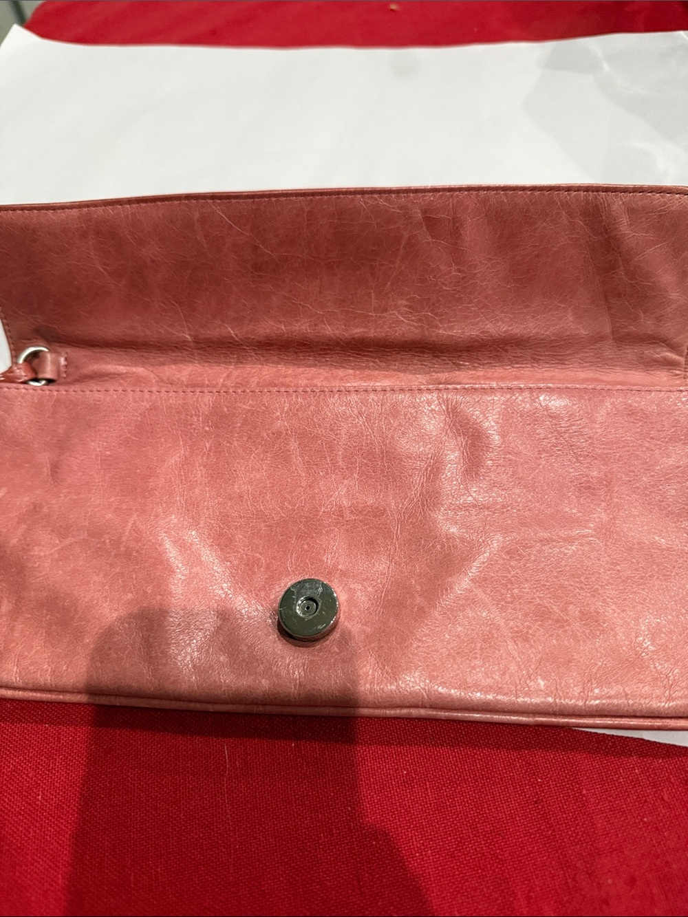 HOBO Coral Pink Leather Wristlet Clutch with Buckle - Picture 3 of 4